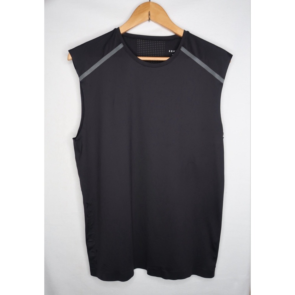 Equinox Performance Tank Men's M Black Sleeveless Reflective Athletic Gym Shirt